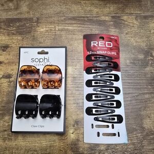 New Sophi Claw Clips and Red By Kiss Snap Clips Set